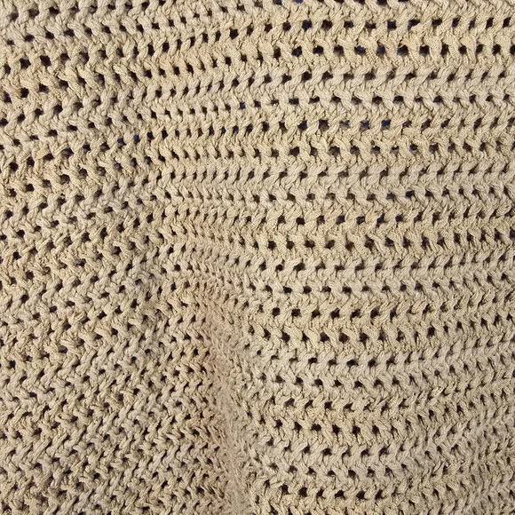 NWT Loft Women's Mustard Crochet Top with Black Trim Size L Ruffled Sleeve - Picture 5 of 11